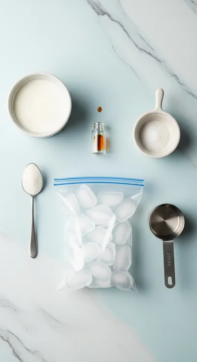 5 Minute Ice Cream in a Bag - cooking process